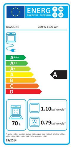 Davoline CMFW 1100 WH Κουζίνα 70lt με Κεραμικές Εστίες Π60cm Λευκή