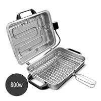Roller 20105 Inox Επιτραπέζια Ηλεκτρική Ψησταριά Σχάρας 800W με Καπάκι & Διπλή Σχάρα 28 x 20cm