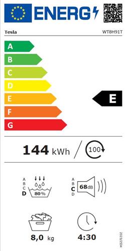 Tesla WT8H91T Στεγνωτήριο 8kg E με Αντλία Θερμότητας