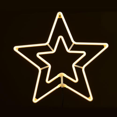 Aca Double Stars Χριστουγεννιάτικο Διακοσμητικό Κρεμαστό Αστέρι Φωτιζόμενο Πλαστικό Λευκό 55x55x55cm X083001415