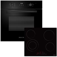 Davoline Star BI O 0875 BL + BVC SL 6005 Φούρνος άνω Πάγκου 75lt με Κεραμικές Εστίες Π60cm Μαύρος