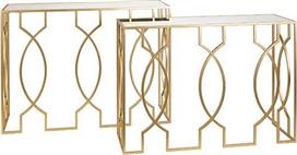 Eurolamp 750-27015 Κονσόλα Μεταλλική με Γυάλινη Επιφάνεια Χρυσή Σετ 2τμχ Μ106.5xΠ35.5xΥ79cm