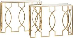 Eurolamp 750-27015 Κονσόλα Μεταλλική με Γυάλινη Επιφάνεια Χρυσή Σετ 2τμχ Μ106.5xΠ35.5xΥ79cm