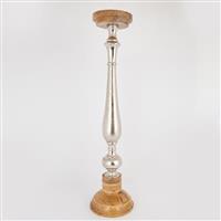Eurolamp 752-23025 Κηροπήγιο Ξύλινο Ασημί 17x17x74cm