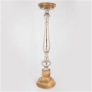 Eurolamp 752-23026 Κηροπήγιο Ξύλινο Ασημί 17x17x64cm