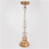 Eurolamp 752-23026 Κηροπήγιο Ξύλινο Ασημί 17x17x64cm