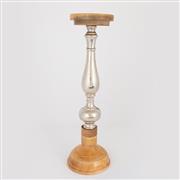 Eurolamp 752-23027 Κηροπήγιο Ξύλινο Ασημί 15x15x51cm