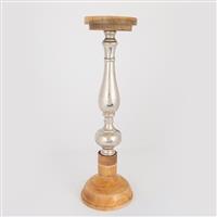 Eurolamp 752-23027 Κηροπήγιο Ξύλινο Ασημί 15x15x51cm