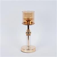 Eurolamp 752-24091 Κηροπήγιο Μεταλλικό σε Χρυσό Χρώμα 12x12x37cm