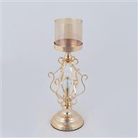 Eurolamp 752-24093 Κηροπήγιο Μεταλλικό σε Χρυσό Χρώμα 15x15x32cm