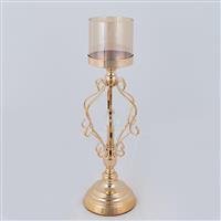 Eurolamp 752-24094 Κηροπήγιο Μεταλλικό σε Χρυσό Χρώμα 15x15x36cm