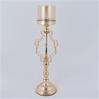 Eurolamp 752-24095 Κηροπήγιο Μεταλλικό σε Χρυσό Χρώμα 15x15x42cm