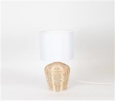 Eurolamp 757-10026 Υφασμάτινο Πορτατίφ για Ντουί E27 με Λευκό Καπέλο και Μπεζ Βάση
