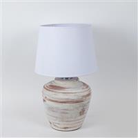 Eurolamp 757-10108 Κεραμικό Πορτατίφ για Ντουί E27 με Λευκό Καπέλο και Μπεζ Βάση