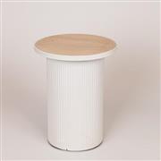 Eurolamp 810-00092 Στρογγυλό Βοηθητικό Τραπεζάκι Ξύλινο Φυσικό-Λευκό Μ36xΠ36xΥ46cm