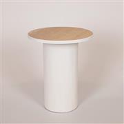 Eurolamp 810-00093 Στρογγυλό Βοηθητικό Τραπεζάκι Ξύλινο Φυσικό-Λευκό Μ46xΠ46xΥ56cm