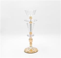 Eurolamp 819-00238 Κηροπήγιο Γυάλινο σε Χρυσό Χρώμα 11x11x35cm