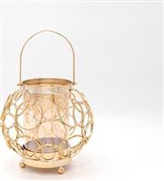 Eurolamp 819-00248 Φαναράκι Μεταλλικό Επιδαπέδιο Χρυσό 18x18x19cm