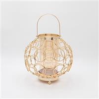 Eurolamp 819-00249 Φαναράκι Μεταλλικό Επιδαπέδιο Χρυσό 23x23x23cm