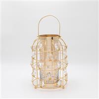 Eurolamp 819-00251 Φαναράκι Μεταλλικό Επιδαπέδιο Χρυσό 20x20x27cm