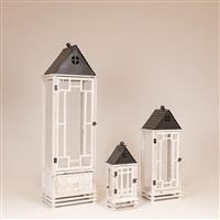 Eurolamp 819-00883 Σετ Φαναράκια Ξύλινα Επιδαπέδια Λευκά 3τμχ 34x26x113cm