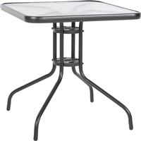 HomeMarkt Figo Μεταλλικό Γκρι με Γυάλινη Επιφάνεια 70x70x70cm HM5036.01