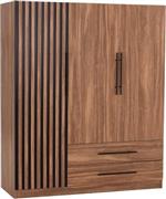 HomeMarkt Harry Τρίφυλλη Ντουλάπα Φυσικό-Μαύρο 150x55x180cm HM18390.01