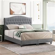 HomeMarkt Malena Κρεβάτι Διπλό Επενδυμένο με Ύφασμα Γκρι για Στρώμα 150x200cm HM638.10