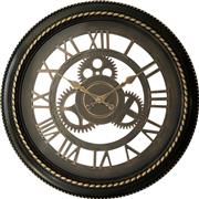 Inart Ferm Ρολόι Τοίχου Μαύρη Αντικέ-Χρυσή Απόχρωση Φ61x6cm 349-000014