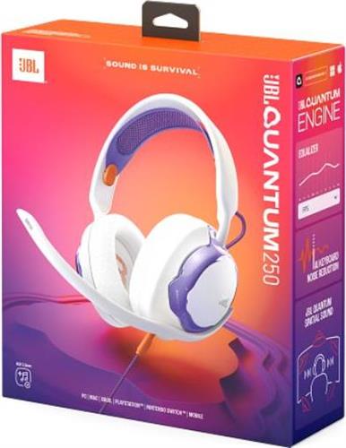 JBL Quantum 250 Over Ear Gaming Headset με σύνδεση 3.5mm Λευκό JBLQTUM250WHT