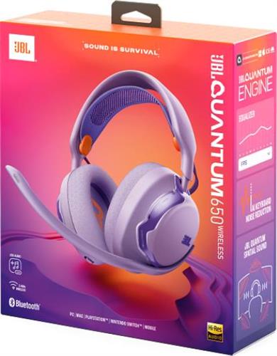 JBL Quantum 650 Ασύρματο Over Ear Gaming Headset με σύνδεση Bluetooth-USB Μωβ JBLQTUM650PUR