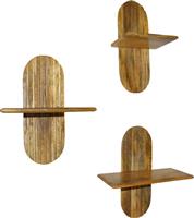 Pakketo Arcadia Ράφια Τοίχου Μασίφ Ξύλο Φυσικό Σετ 3τμχ 30x20x40cm 372-000032
