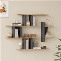 Pakketo Ledia Ράφι Τοίχου Oak-Ανθρακί 110.6x14.5x78cm 176-000238