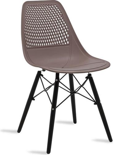 Pakoworld Καρέκλα Ninja από PP χρώμα μόκα με ξύλινα πόδια εσωτερικού-εξωτερικού χώρου