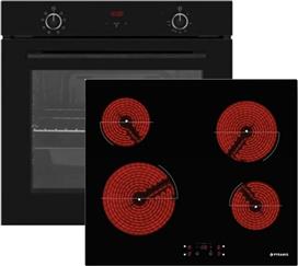 Pyramis PO78072008SBL + PHC62430FMB Φούρνος άνω Πάγκου 78lt με Κεραμικές Εστίες Π60cm Μαύρος