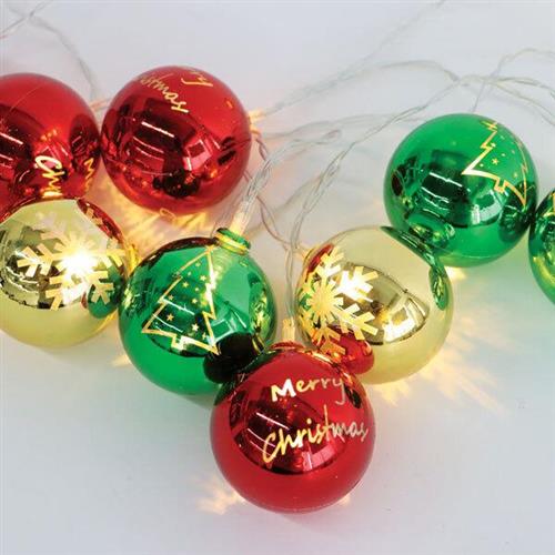 Aca 10 Χριστουγεννιάτικα Λαμπάκια LED Λευκά Μπαταρίας σε Σειρά Xmas Πλαστικές Μπάλες 2xaa X07101162