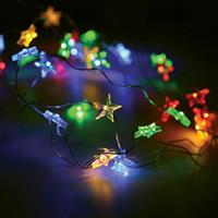 Aca 10 Χριστουγεννιάτικα Λαμπάκια LED Πολύχρωμα Μπαταρίας σε Σειρά με Ασημί Καλώδιο Star X01203112