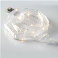 Aca 10 Χριστουγεννιάτικα Λαμπάκια LED Θερμό Λευκό Μπαταρίας σε Σειρά με Ασημί Καλώδιο White Ribbon X01201118