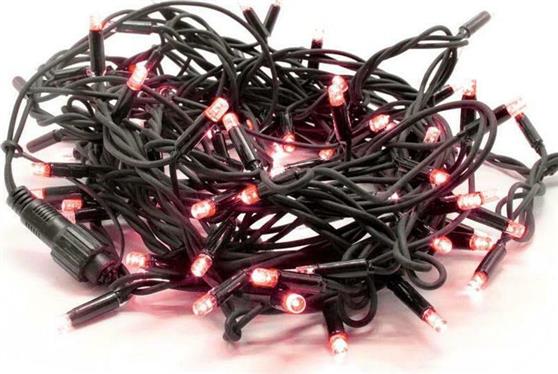 Aca 100 Χριστουγεννιάτικα Λαμπάκια LED Κόκκινα 10m σε Σειρά με Μαύρο Καλώδιο X08100431