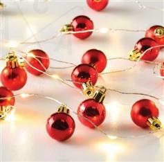 Aca 20 Χριστουγεννιάτικα Λαμπάκια LED Κόκκινα 2.2m Μπαταρίας σε Σειρά με Ασημί Καλώδιο X13201101