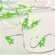 Aca 20 Χριστουγεννιάτικα Λαμπάκια LED Πράσινα 2.1m x 210cm Μπαταρίας σε Σειρά με Ασημί Καλώδιο Δεντράκι Πλαστικό