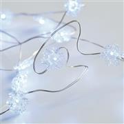 Aca 20 Χριστουγεννιάτικα Λαμπάκια LED Ψυχρό Λευκό 2.1m x 210cm Μπαταρίας σε Σειρά με Ασημί Καλώδιο Χιονονιφάδα X01202114