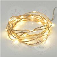 Aca 20 Χριστουγεννιάτικα Λαμπάκια LED Θερμό Λευκό 2.1m Μπαταρίας σε Σειρά με Ασημί Καλώδιο Rope X012011110