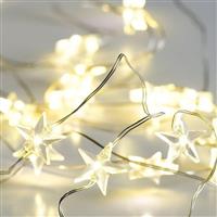 Aca 20 Χριστουγεννιάτικα Λαμπάκια LED Θερμό Λευκό 2.1m x 210cm Μπαταρίας σε Σειρά με Ασημί Καλώδιο Star X01201112
