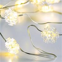 Aca 20 Χριστουγεννιάτικα Λαμπάκια LED Θερμό Λευκό 2.1m x 210cm Μπαταρίας σε Σειρά με Ασημί Καλώδιο Χιονονιφάδα X01201114