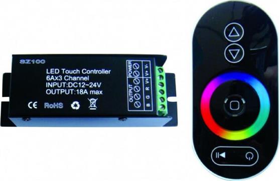 Aca Ασύρματο RGB Controller Αφής RF με Τηλεχειριστήριο RGB Power Controller 18A Λωρίδες RGB SZ100-TOUCH