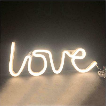 Aca Διακοσμητικό Φωτιστικό Love Neon Μπαταρίας σε Λευκό Χρώμα X041181322