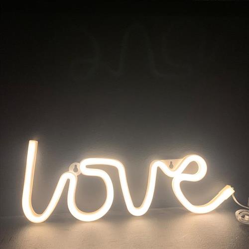 Aca Διακοσμητικό Φωτιστικό Love Neon Μπαταρίας σε Λευκό Χρώμα X041181322