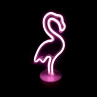 Aca Επιτραπέζιο Διακοσμητικό Φωτιστικό Φλαμίνγκο Neon Μπαταρίας σε Ροζ Χρώμα X04497314