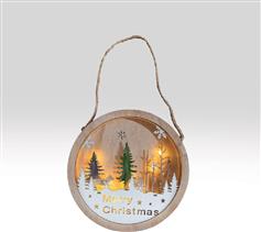 Aca Φωτιζόμενη Χριστουγεννιάτικη Ξύλινη Διακοσμητική Μπάλα Μπεζ Μπαταρίας 2.8x20x20cm Εξωτερικής Χρήσης X04101112